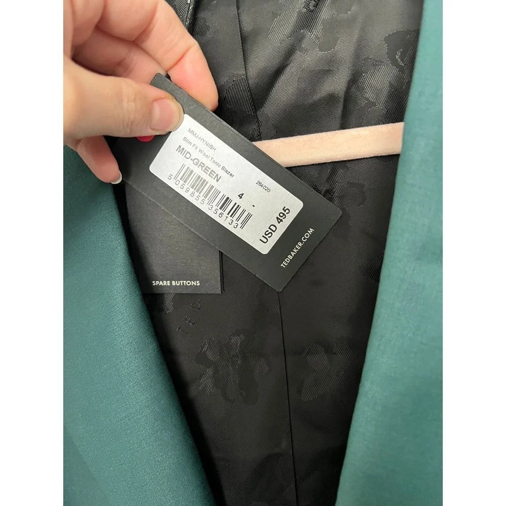 Nwt Ted Baker Green Blazer Classic Two-Button Suit Jacket Formal Business Wear‎
